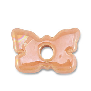 Perles en c&eacute;ramique DQ grecque papillon P&ecirc;che corail