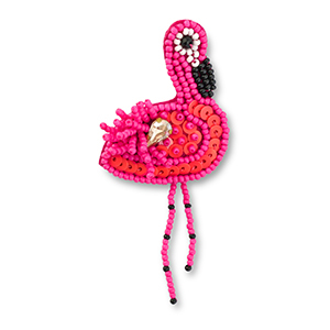 Broches flamant Multicolore rose-noir-blanc