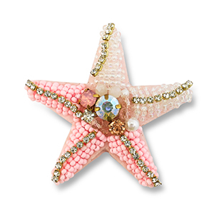 Broches &eacute;toile Rose-cristal AB-dor&eacute;