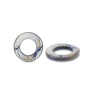 Perles coquillage 15mm rond Gris