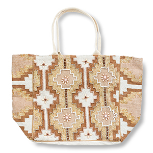 BY31&reg; Sac de plage Beige-marron-dor&eacute;