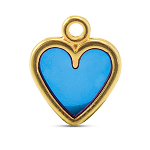 Breloques en m&eacute;tal DQ c&oelig;ur Bleu-Dor&eacute; (sans nickel)