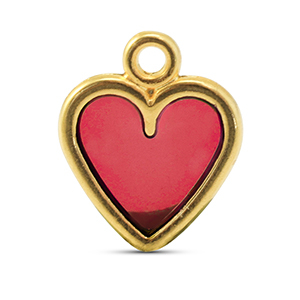 Breloques en m&eacute;tal DQ c&oelig;ur Rouge-Dor&eacute; (sans nickel)