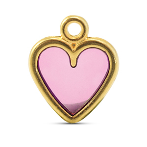 Breloques en m&eacute;tal DQ c&oelig;ur Rose-Dor&eacute; (sans nickel)