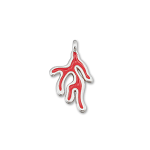 Breloques en m&eacute;tal DQ corail Rouge-Argent&eacute; antique (sans nickel)