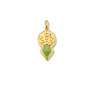 Breloques en m&eacute;tal DQ rhombe Vert clair-Dor&eacute; (sans nickel)