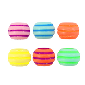 Perles acryliques rond avec des rayures Multicolore