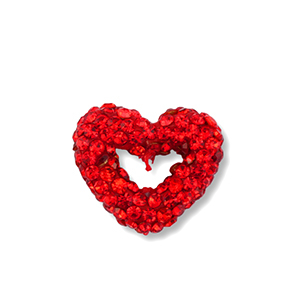 Perles acryliques avec strass c&oelig;ur Rouge