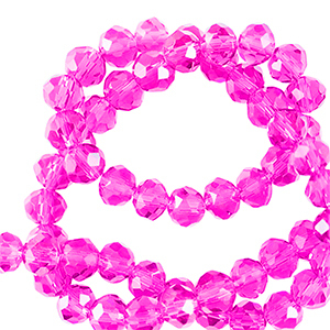 Perles &agrave; facettes 6x4mm disque Heishi Rose n&eacute;on