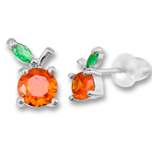 M&eacute;tal TQ laiton boucles d'oreilles / puces d&rsquo;oreilles pomme Argent&eacute;-orange chaud-vert