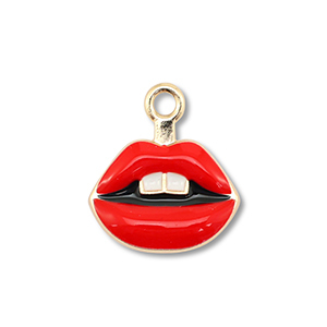 Breloques en m&eacute;tal &eacute;maill&eacute;e kiss Dor&eacute;-rouge