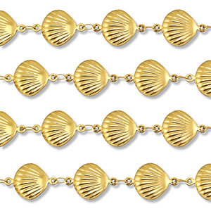 Appr&ecirc;ts en acier Inox cha&icirc;ne maille jaseron coquille Dor&eacute;