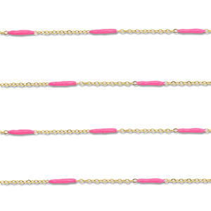Appr&ecirc;ts en acier Inox cha&icirc;ne maille jaseron avec barre Dor&eacute;-rose