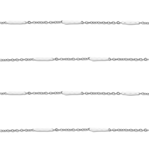 Appr&ecirc;ts en acier Inox cha&icirc;ne maille jaseron avec barre Argent&eacute;-blanc