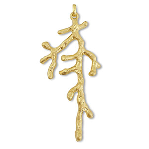 Pendentifs accroche-regard corail Dor&eacute;