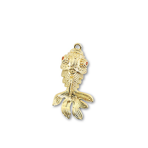 M&eacute;tal TQ laiton breloques poisson Dor&eacute;-orange