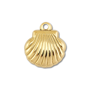 Breloques en acier Inox coquillage Dor&eacute;