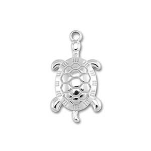 Breloques en acier Inox tortue Argent&eacute;