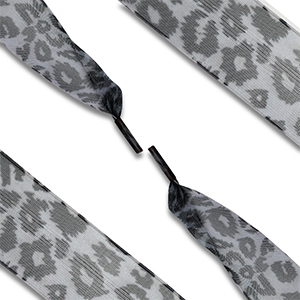 Lacet pour chaussure tendance organza l&eacute;opard Gris-noir