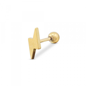 Piercing d&rsquo;oreilles en acier Inox foudre Dor&eacute;