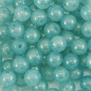 Perles en verre avec pailletes 8 mm Bleu turquoise-dor&eacute;