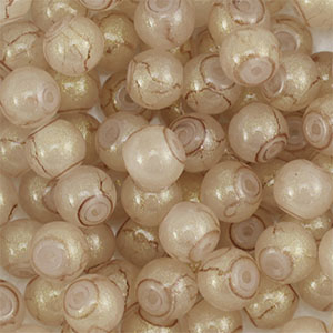 Perles en verre avec pailletes 6 mm Beige-dor&eacute;