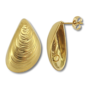 Appr&ecirc;ts en acier Inox boucles d'oreilles / puces d&rsquo;oreilles moule avec anneau Dor&eacute;