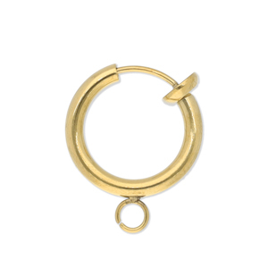 Appr&ecirc;ts en acier Inox clip boucles d'oreilles cr&eacute;oles avec anneau 14mm Dor&eacute;