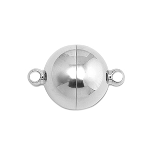 Appr&ecirc;ts en acier Inox fermoir aimant&eacute; balle 14mm Argent&eacute;
