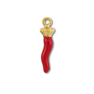 Breloques en acier Inox piment Dor&eacute;-rouge