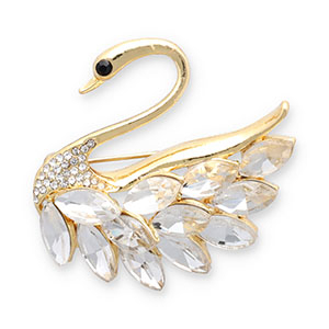 Broches cygne Dor&eacute;-transparent-noir