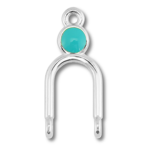 Breloques en m&eacute;tal DQ connecteur Argent&eacute; antique (sans nickel)-bleu turquoise