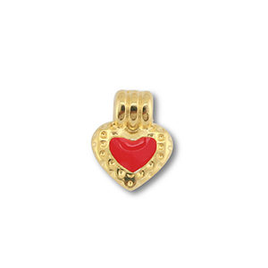 Breloques en m&eacute;tal DQ c&oelig;ur Dor&eacute; (sans nickel)-rouge