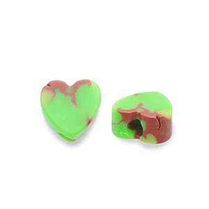 Pierres naturelles perles Calcite c&oelig;ur Vert brillant