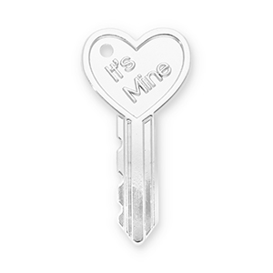 Pendentifs accroche-regard cl&eacute; coeur "It's mine" Argent&eacute;
