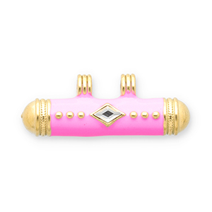 Message bead breloques en acier Inox Dor&eacute;-rose-transparent