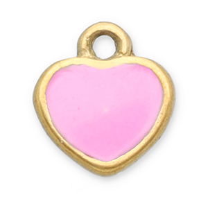 Breloques en acier Inox c&oelig;ur Dor&eacute;-rose