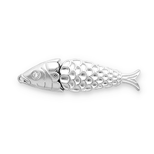 Breloques en acier Inox poisson Argent&eacute;-transparent