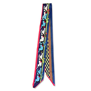 Bandana foulard avec chevaux Bleu-rouge-jaune