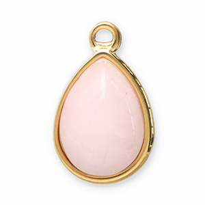 Breloques en acier Inox pierre naturelle goutte Dor&eacute;-rose