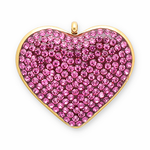 Breloques en acier Inox c&oelig;ur Dor&eacute;-rose fonc&eacute;