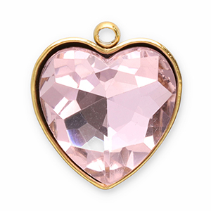 Breloques en acier Inox facett&eacute;e c&oelig;ur Dor&eacute;-rose