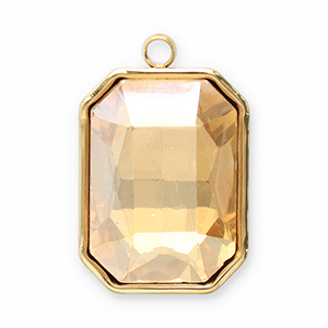 Breloques en acier Inox facett&eacute;e rectangle Dor&eacute;-champagne
