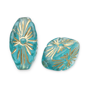 Perles acryliques Bleu sarcelle-dor&eacute;