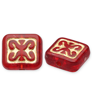 Perles acryliques rectangle Rouge-dor&eacute;