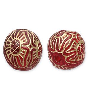 Perles acryliques 12 mm rond Rouge-dor&eacute;