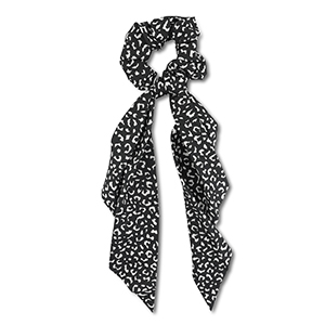 Elastique pour cheveux chouchou avec ruban Noir-blanc