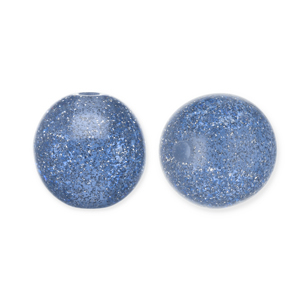 Perles acryliques avec pailletes 12 mm Bleu montana-argent&eacute;