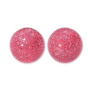 Perles acryliques avec pailletes 12 mm Rose cerise-argent&eacute;