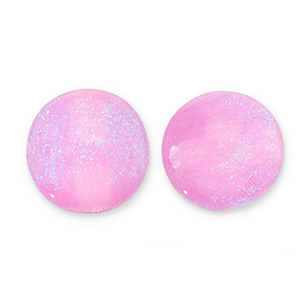 Perles acryliques avec pailletes 12 mm Rose lilas-turquoise